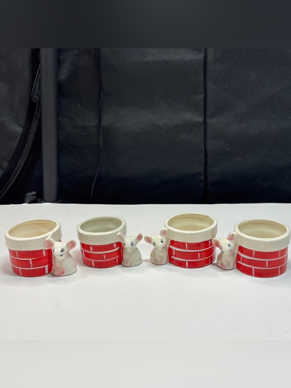 Vtg Christmas Capri Mouse Mug Candle Holder Retro Holiday Chimney 4 Pcs 60s